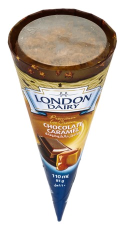 London Dairy Chocolate Ice Cream Cone with Caramel - vegetarian 110 ml