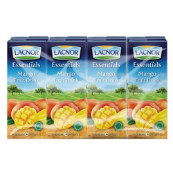 Lacnor Essentials Long Life Mango Juice - preservatives free  artificial colors free  no added sugar 8 x 180 ml