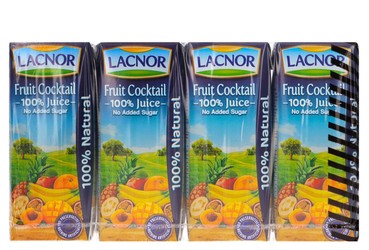 Lacnor Essentials Long Life Fruit Cocktail Juice - artificial colors free  preservatives free  no added sugar 8 x 180 ml