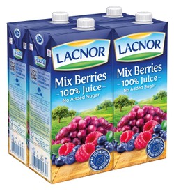 Lacnor Long Life Mixed Berries Juices - preservatives free  no added sugar 4 x 1 L