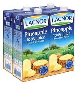 Lacnor Long Life 100% Pineapple Juice - no added sugar  preservatives free 4 x 1 L