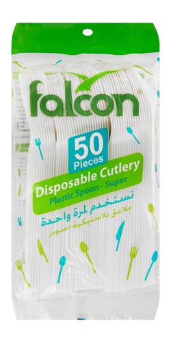 Falcon White Plastic Spoons 50 per pack