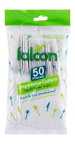 Falcon Disposable White Plastic Knives 50 per pack