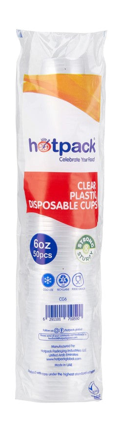 Hotpack Clear 6oz Plastic Cups 50 per pack