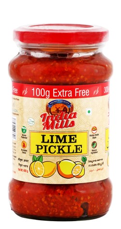 India Mills Lime Pickle (300+100g Free) - no added colors  vegetarian 400 gr