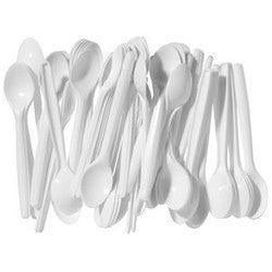 White Disposable Plastic Teaspoons 50 per pack