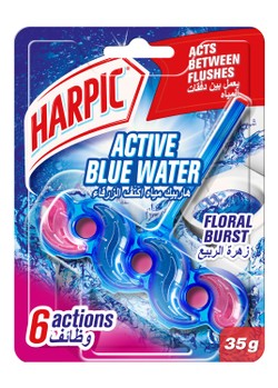 Harpic Active Blue Water Toilet Rim Block Floral Burst Scent 35 gr