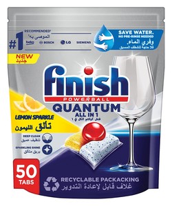 Finish Powerball Quantum All in 1 Dishwasher Tablets Lemon Sparkle Scent 50 tablets