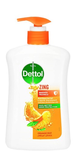 Dettol Zing Antibacterial Liquid Hand Wash Orange Zest Scent 400 ml