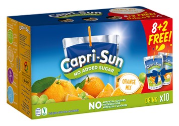 Capri-Sun Long Life Orange Mixed Juice (8+2 Free) - vegan  preservatives free  artificial colors free 10 x 200 ml