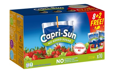 Capri-Sun Long Life Strawberry Mixed Juice (8+2 Free) - vegan  preservatives free  artificial colors free 10 x 200 ml