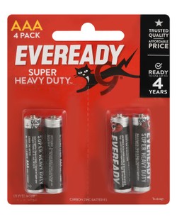 Eveready Super Heavy Duty 1.5V AAA Carbon Zinc Batteries 4 per pack