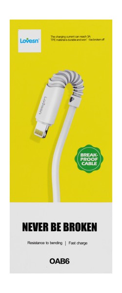 Lovesn Lightning to USB Fast Charging Data Cable - White 1 pcs