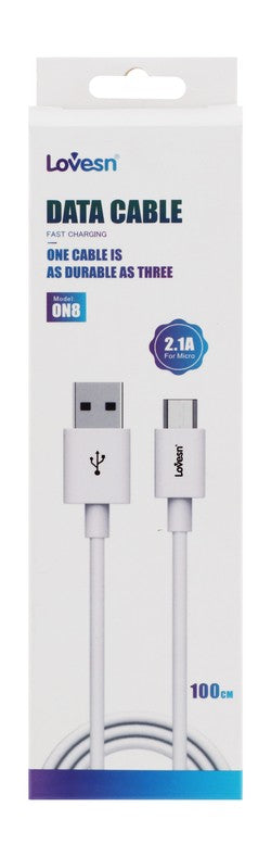 Кабель Lovesn USB-C - USB для быстрой зарядки и передачи данных длиной 100 см - белый, 1 шт.