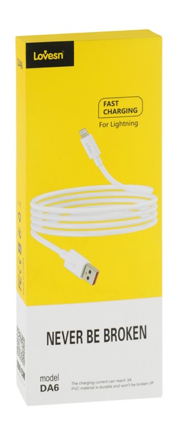 Lovesn Never Be Broken Lightning to USB Data Cable - White 1 pcs