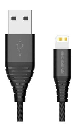 Riversong Alpha S 1m Lightning to USB Nylon Braided Cable - Black 1 pcs