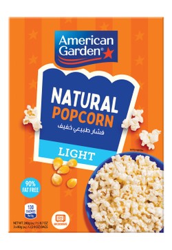 American Garden Light Microwavable Natural Popcorn (3 Sachets) 240 gr