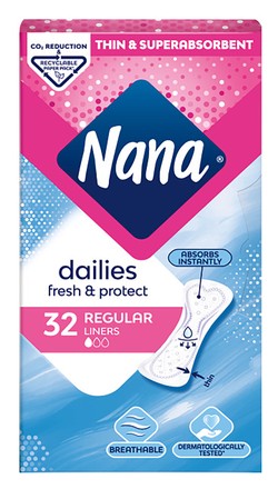 Nana Dailies Fresh & Protect Regular Pantyliners 32 per pack