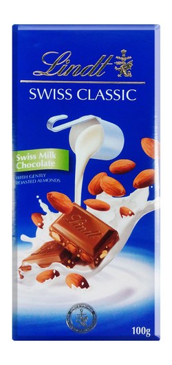 Lindt Swiss Classic Milk Chocolate Slab with Roasted Almonds 100 gr