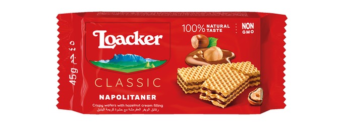 Loacker Napolitaner Crispy Wafers Filled with Hazelnut Cream - GMO free  preservative free  hydrogenated fat free 45 gr