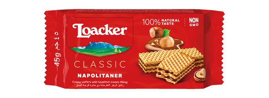 Loacker Napolitaner Crispy Wafers Filled with Hazelnut Cream - GMO free  preservative free  hydrogenated fat free 45 gr