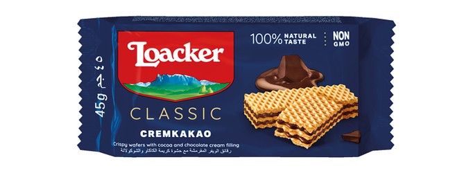 Loacker Classic Cremkakao Wafers Filled with Cocoa & Chocolate Cream - GMO free  preservative free  hydrogenated fat free 45 gr