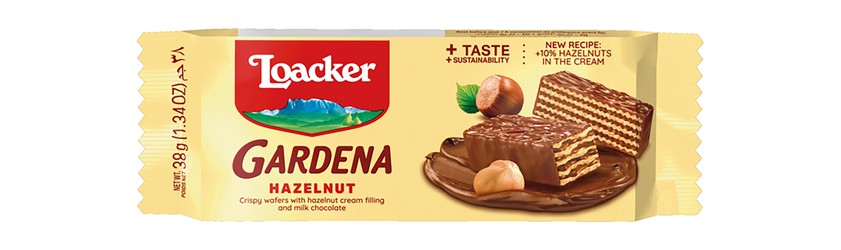 Loacker Gardena Milk Chocolate Coated Wafers Filled with Hazelnut Cream - no added flavorings  no added colors 38 gr