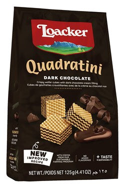 Loacker Quadratini Wafers Filled with Dark Chocolate Cream - GMO free 125 gr