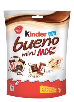 Kinder Bueno Mini Mix Assorted Chocolate Bites Filled with Milk & Hazelnut Cream (38 Pieces) 205 gr