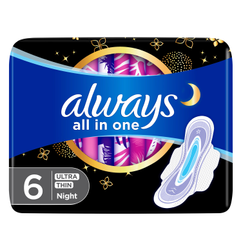 Always All in One Ultra Thin Night Pads with Wings 6 per pack