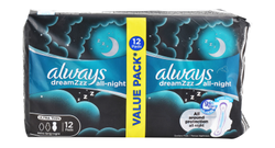 Always DreamZzz Ultra Thin Extra Long Night Pads with Wings 12 per pack