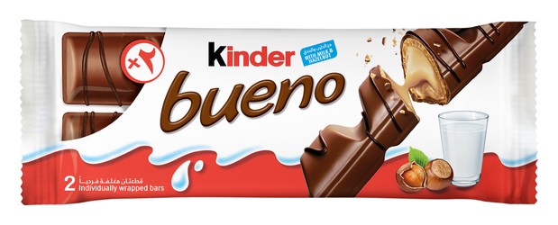 Kinder Bueno Milk Chocolate Coated Bars Filled with Hazelnut Cream (2 Pieces) 43 gr