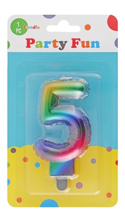 Party Fun Multicolored Birthday Candle No.5 1 pcs