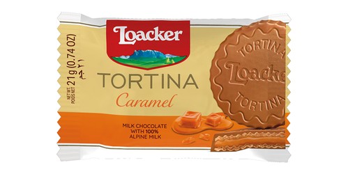 Loacker Tortina Milk Chocolate Wafers Filled with Caramel Cream 21 gr