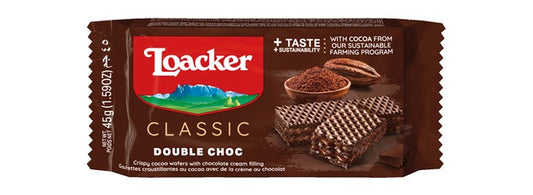 Loacker Double Choc Wafers with Cocoa & Chocolate Cream 45 gr