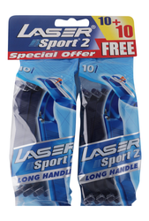 Laser Sport 2 Disposable Razors with Long Handles (10+10 Free) 2 x 10 per pack