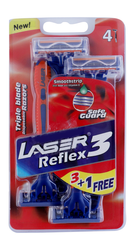 Laser Sport 3 Triple Blade Razors with Aloe & Vitamin E Smooth Strip (3+1 Free) 4 per pack