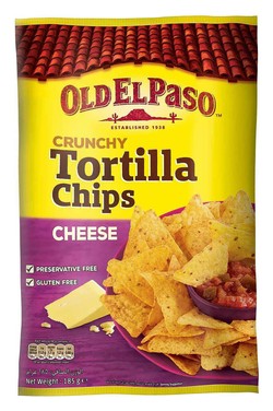 Old El Paso Crunchy Cheese Tortilla Chips - preservative free  gluten free 185 gr