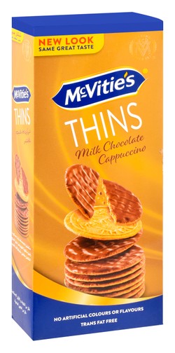 McVitie s Digestive Thins Milk Chocolate Cappuccino - trans fat free  artificial colors free  artificial flavors free 150 gr