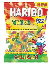 Haribo Worms Sour Gummies - artificial colors free 160 gr