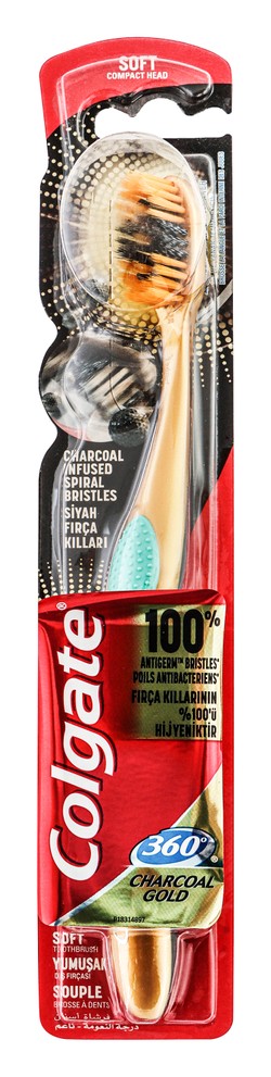 Colgate 360 Degree Charcoal Gold Pink Soft Toothbrush 1 pcs