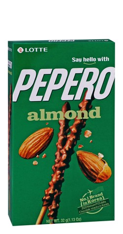 Палочки печенья Lotte Pepero, покрытые шоколадом и миндалем, 32 гр.