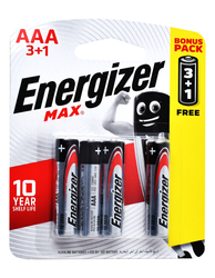 Energizer Max 1.5V AAA Alkaline Batteries (3+1 Free) 4 per pack