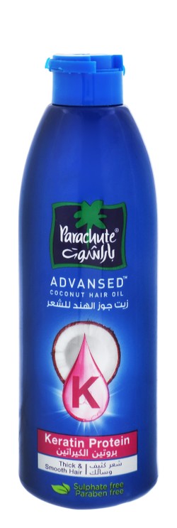 Parachute Advansed Thickening & Smoothing Coconut Hair Oil with Keratin Protein - dye free  sulfate free  parabens free 170 ml