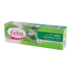 Fem Moisturizing Hair Removal Cream Aloe Scent for Normal to Dry Skin (120g) with Free Soothing & Moisturizing Lotion 1 pack