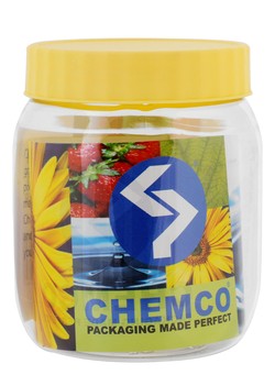 Chemco Clear Round 500ml Plastic Jar with Yellow Lid 1 pcs