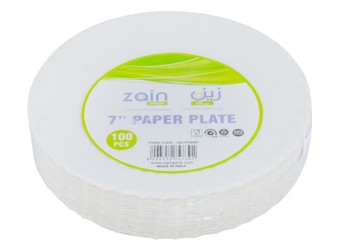 Zain Eco-Friendly White 7 Inch Paper Plates 100 per pack