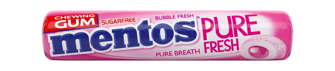 Mentos Pure Fresh Gum Bubble Fresh Flavor with Green Tea Extract - sugar free 9 per pack