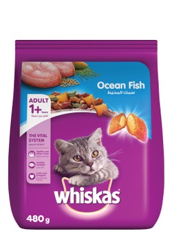 Whiskas Dry Food with Ocean Fish for Adult Cats (1+ Years) 480 gr