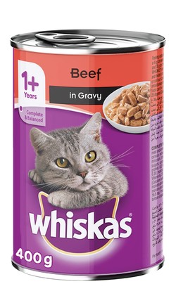 Whiskas Wet Food with Beef in Gravy for Adult Cats (1+ Years) 400 gr